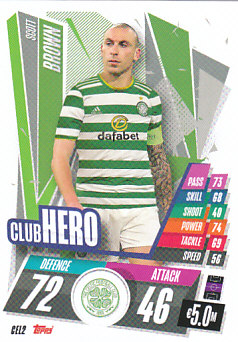 Scott Brown Celtic Glasgow 2020/21 Topps Match Attax CL Club Hero #CEL02